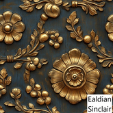 Gilt Decorated Blue Painted Paneling Seamless Texture