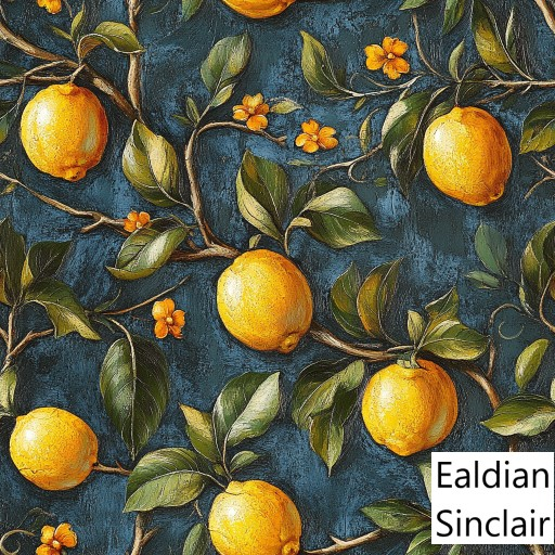 Painted Fresco With Lemons Seamless Texture