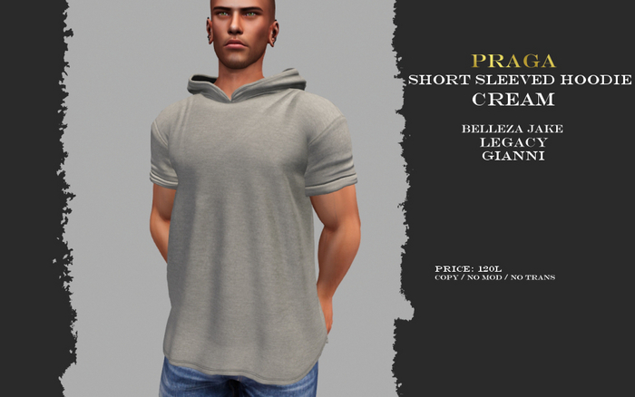 Praga Short sleeved hoodie - Cream
