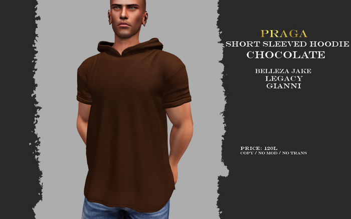 Praga Short sleeved hoodie - Chocolate
