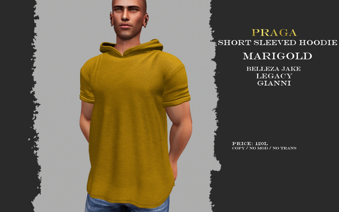 Praga Short sleeved hoodie - Marligold