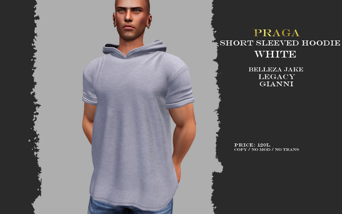 Praga Short sleeved hoodie - White