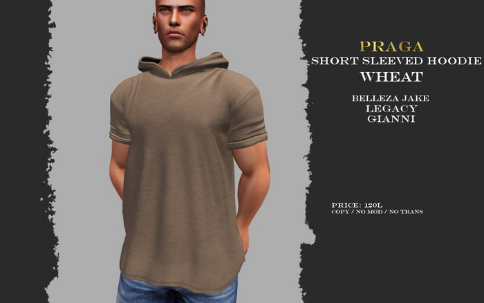 Praga Short sleeved hoodie - Wheat