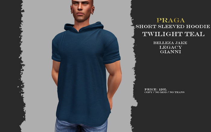 Praga Short sleeved hoodie - Twilight Teal