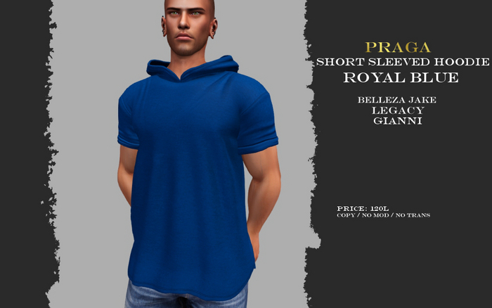 Praga Short sleeved hoodie - Royal Blue