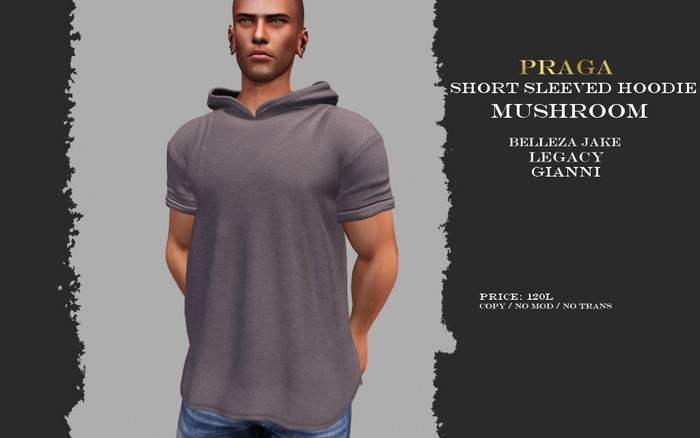 Praga Short sleeved hoodie - Mushroom