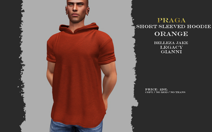 Praga Short sleeved hoodie - Orange