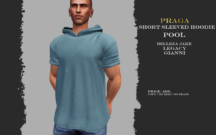 Praga Short sleeved hoodie - Pool