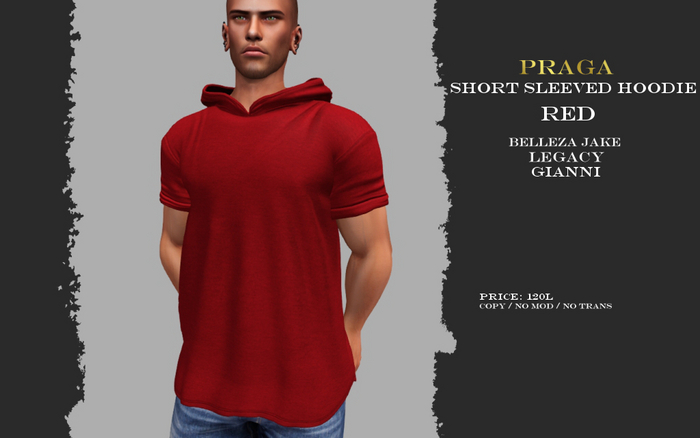 Praga Short sleeved hoodie - Red