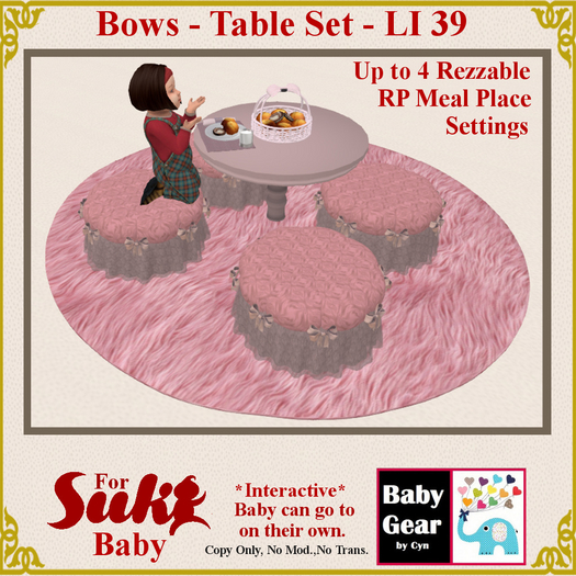 Suki Animesh Baby - INT Bows Table Set (Boxed)