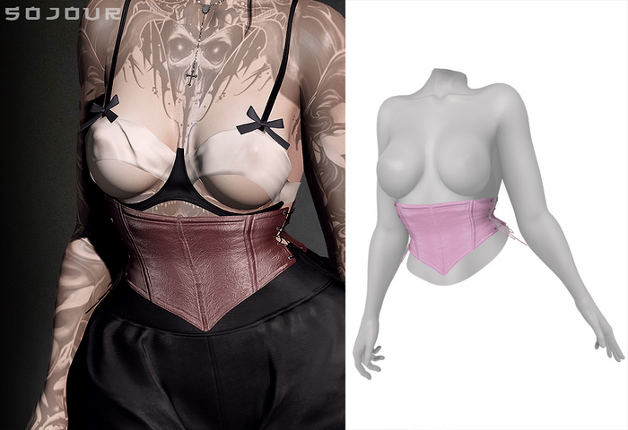 SOJOUR - Nadja corset - pink leather