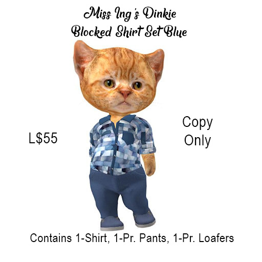 Miss Ing's Dinkie Blocked Shirt Set Blue