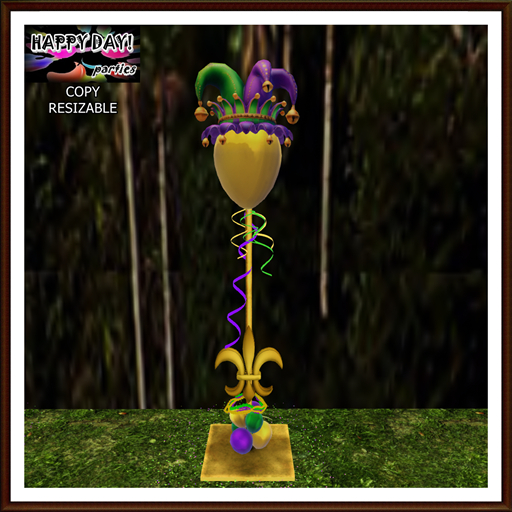 Mardi Gras - Resizable Balloons and Hat on Pole