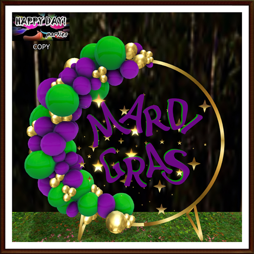 Mardi Gras - Stars Words and Balloons Backdrop