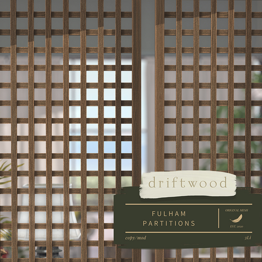 driftwood. Fulham Partition. Dark Brown.