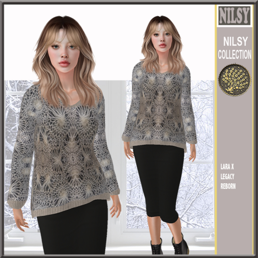 MOHAIR CROCHET SWEATER&PENCIL SKIRT