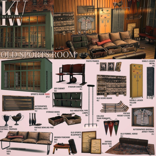 KraftWork Old Sports Room . Sports Room RARE