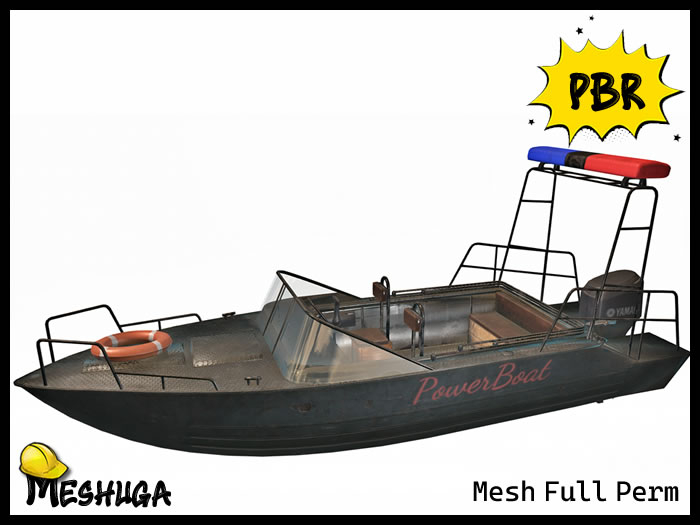 Meshuga PBR Police Power Boat FULL PERM MESH