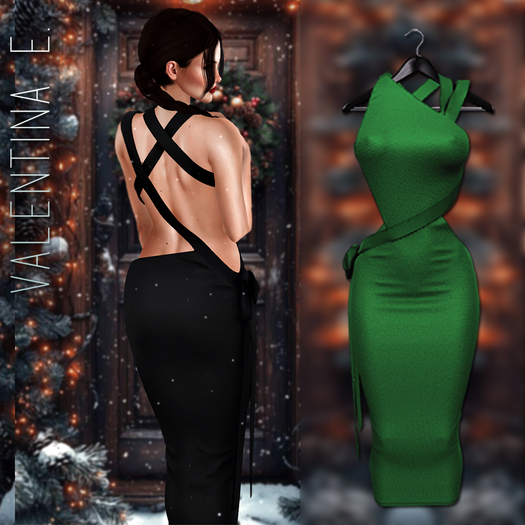 Valentina E. All Wrapped Up Dress Emerald