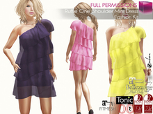 Full Perm Female One Shoulder Tiered Layered Ruffled Mini Dress for Maitreya 5.3 LaraX Ebody Reborn Legacy Belleza