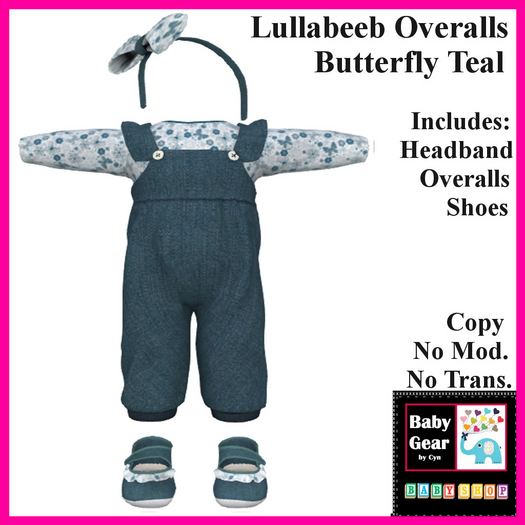 Baby Gear LB - Ruffled Overalls - Butterfly Teal (Bag)