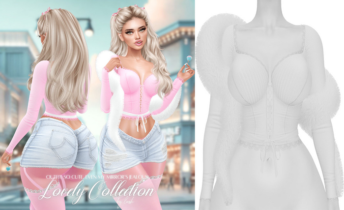 Lush - Lovely Lace Top w/ Fur White