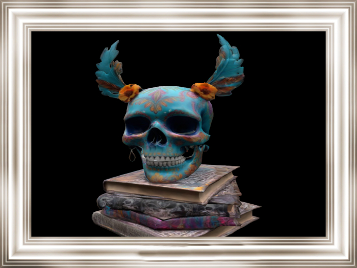 HB: Boho Skull Books Statue FuLL PERM