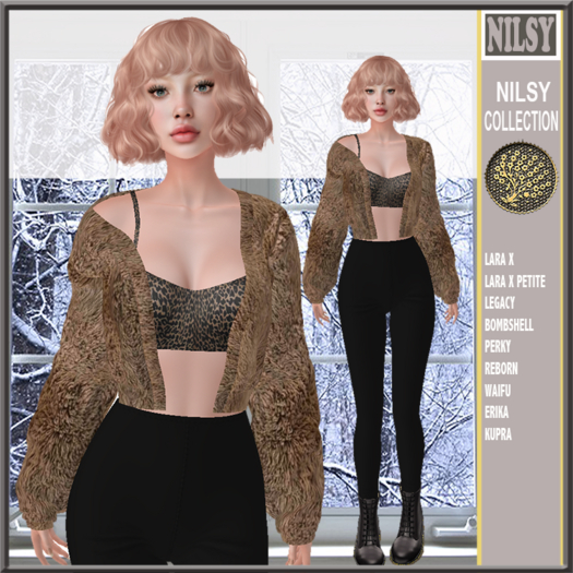 FAKE FUR JACKET,TOP&LEGGINGS