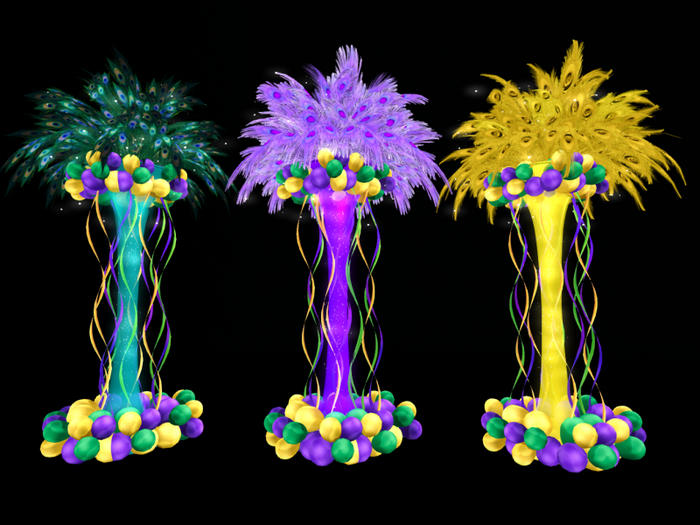 MC Mardi Gras Feather Balloon Tower Set