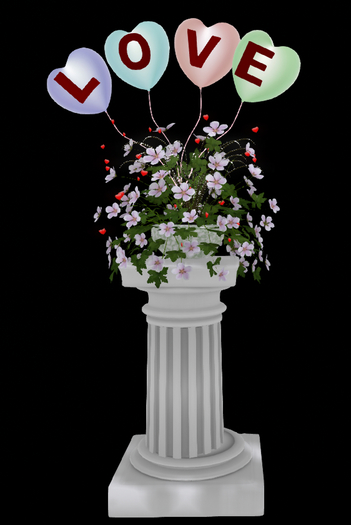 Column with flowers and balls.
