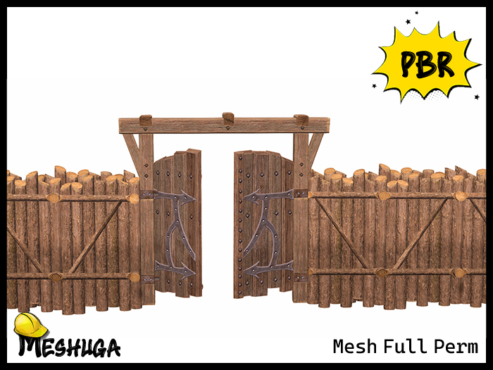 Meshuga PBR Stockade Log Gate Pack FULL PERM MESH 