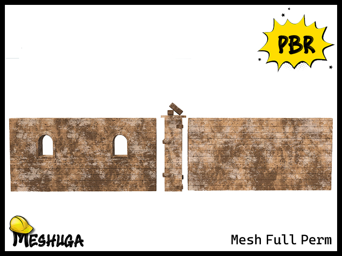 Meshuga PBR Ancient Stone Walls & Column FULL PERM MESH