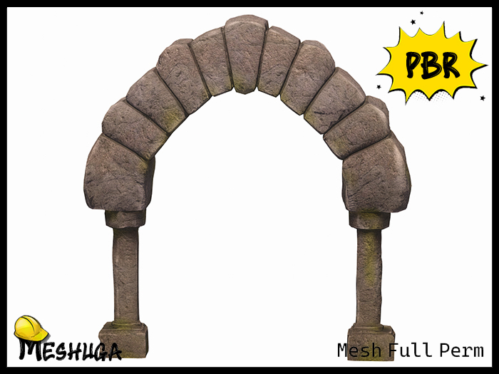 Meshuga PBR Landscape - Medieval Stone Archway FULL PERM MESH