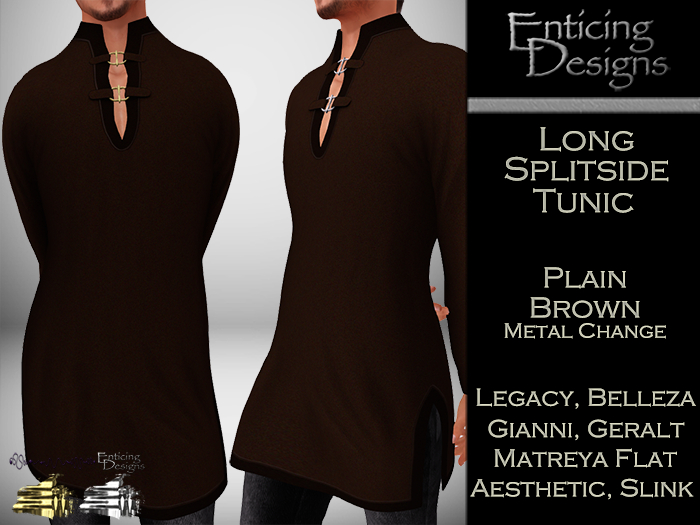 *ED Long Split Side Tunic - Plain Brown