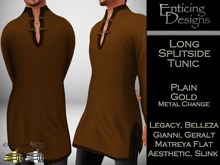 *ED Long Split Side Tunic - Plain Gold