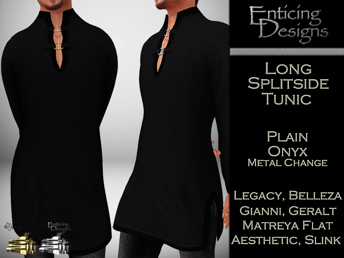 *ED Long Split Side Tunic - Plain Onyx