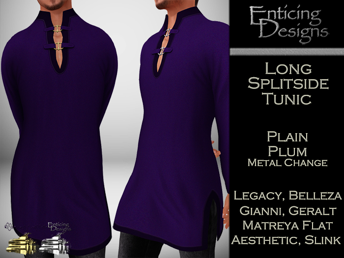 *ED Long Split Side Tunic - Plain Plum