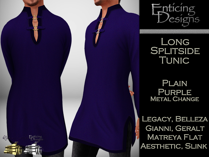 *ED Long Split Side Tunic - Plain Purple