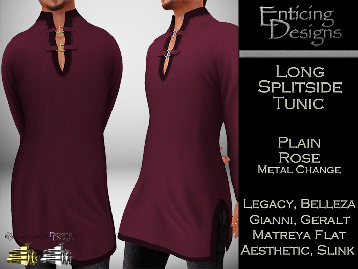 *ED Long Split Side Tunic - Plain Rose