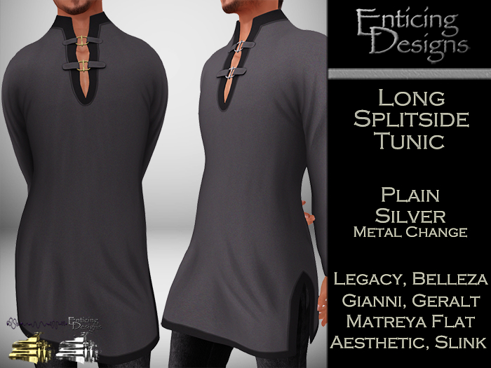*ED Long Split Side Tunic - Plain Silver