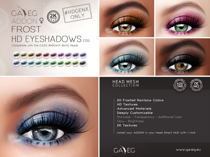 [GA.EG] Mesh Heads Addon - ES15 Frost HD Eyeshadows 2K