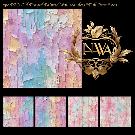 5pc PBR Old Frayed Painted Wall seamless *Full Perm*   001