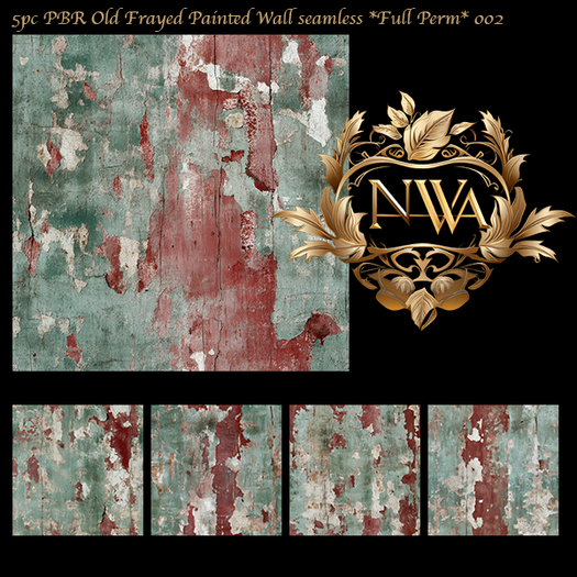 5pc PBR Old Frayed Painted Wall seamless *Full Perm*   002