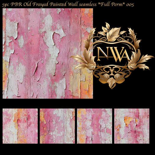 5pc PBR Old Frayed Painted Wall seamless *Full Perm*   005