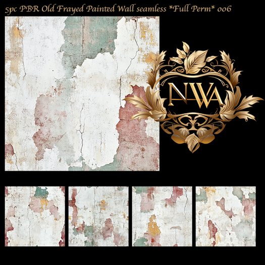 5pc PBR Old Frayed Painted Wall seamless *Full Perm*  006