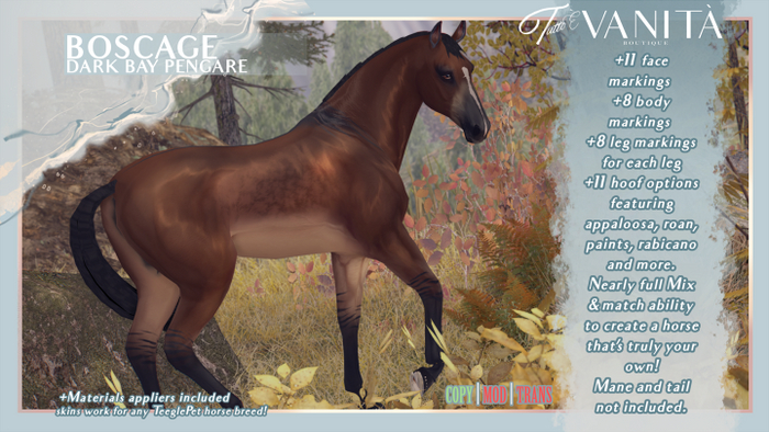 TEEGLEPET SKIN: BOSCAGE DARK BAY PENGARE