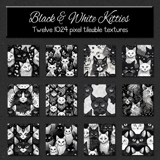 *Wallflowers* Black & White Kitties