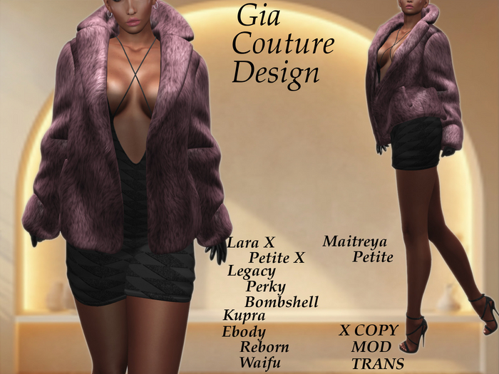 "GCD" Rita Fur Coat and Gloves Blush