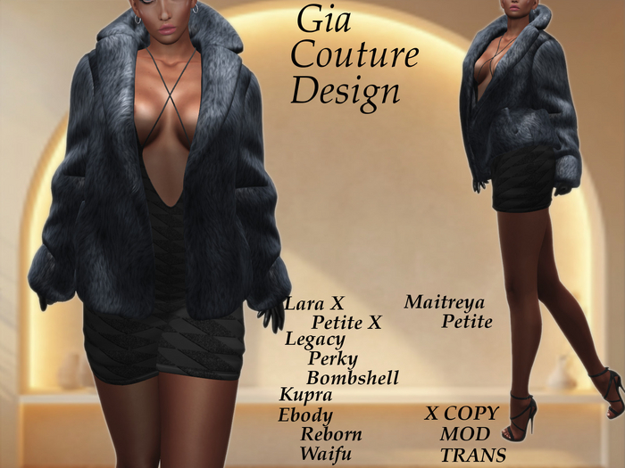 "GCD" Rita Fur Coat and Gloves Cobalt