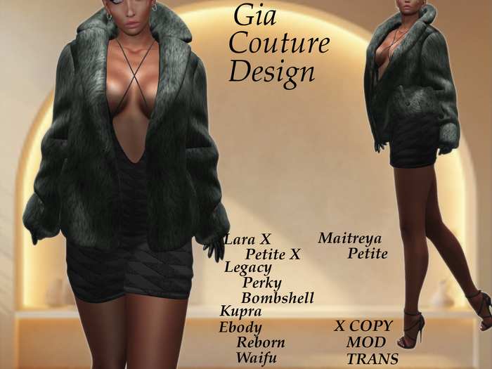 "GCD" Rita Fur Coat and Gloves Forest